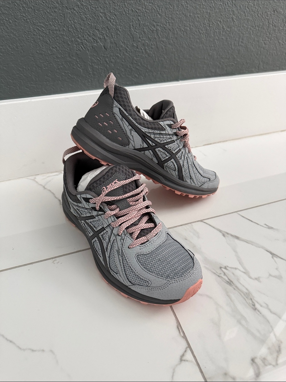 ASICS Women's Gray and Pink Athletic Running Sneakers - Picture 2 of 4